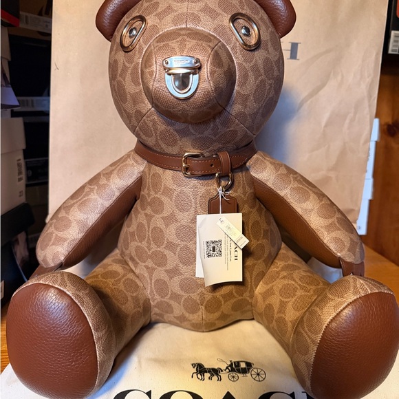 Coach Signature Pattern Brown Teddy Bear Decor